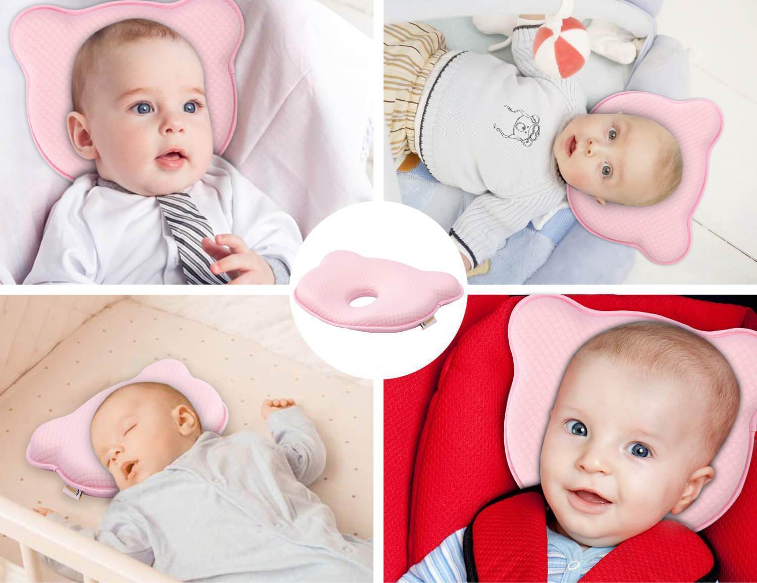 Baby Pillow against Head Shaping Memory Form Pillow for New born baby-Blue