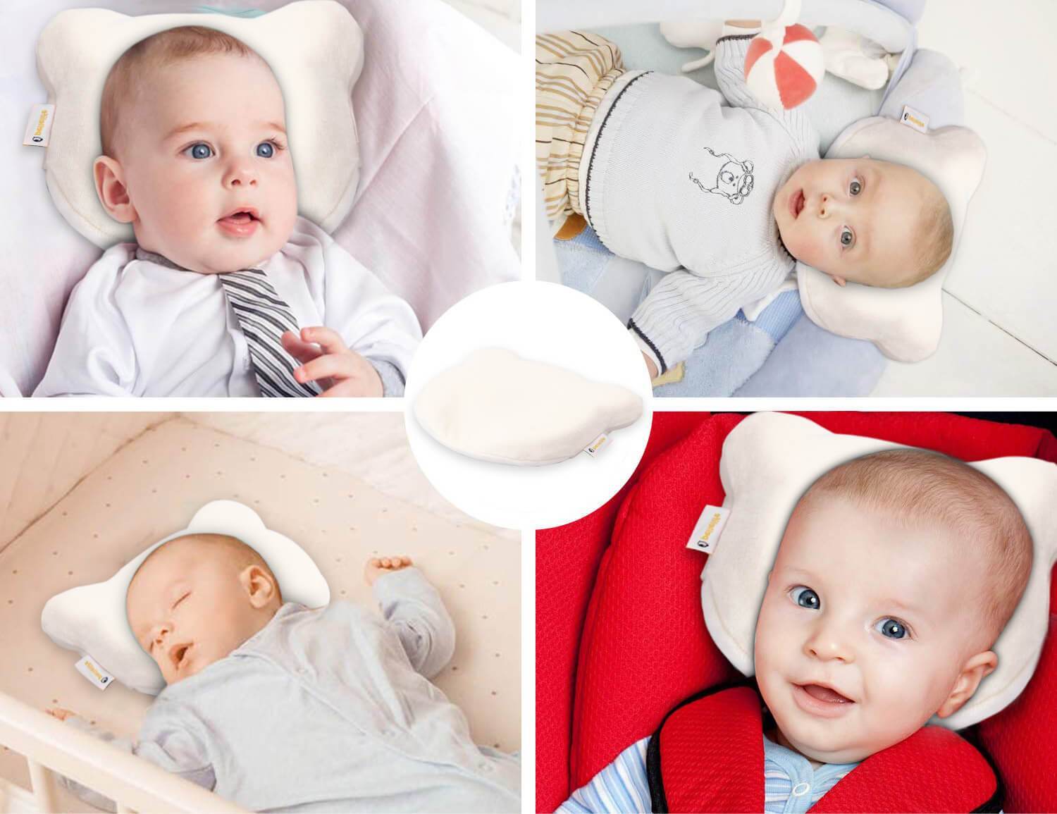 Baby Pillow against Head Shaping Breathable Velvet Fabric Memory Form Pillow for Infant-Whilte